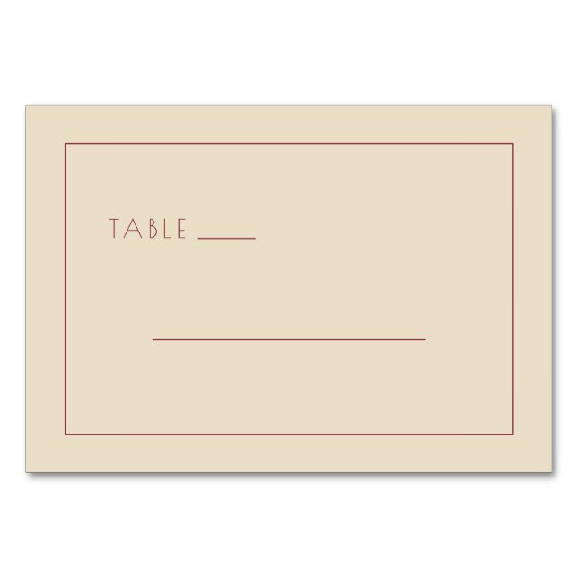 Minimalistisk Beige Bordsetikett Bordsnummer (Framsidan)