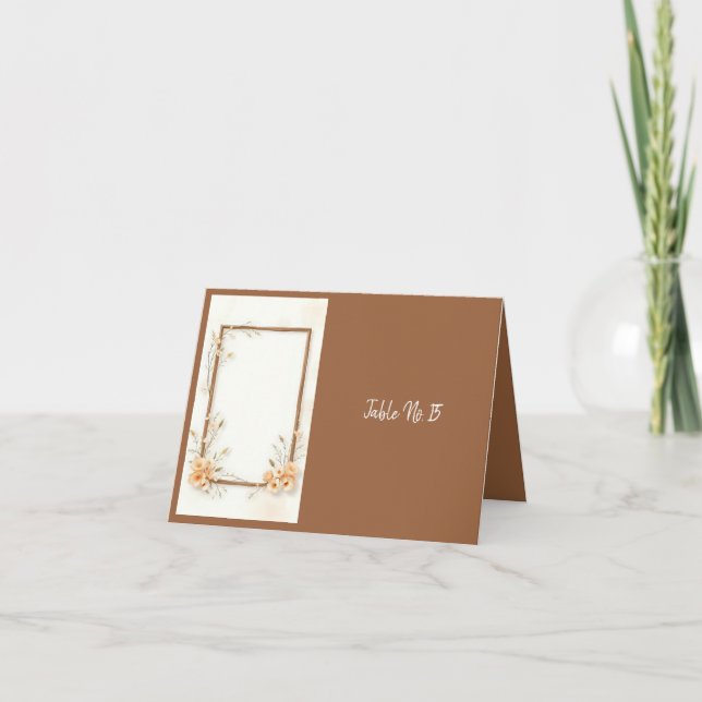 Minimalistisk Beige Botaniska Ram Bröllop Bord Tack Kort (Framsida)