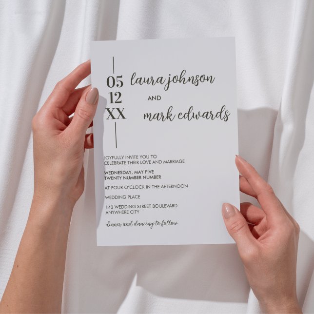 Minimalistisk Beige-bröllopsinbjudan Inbjudningar (Minimalist Beige Monogram Wedding invitation)