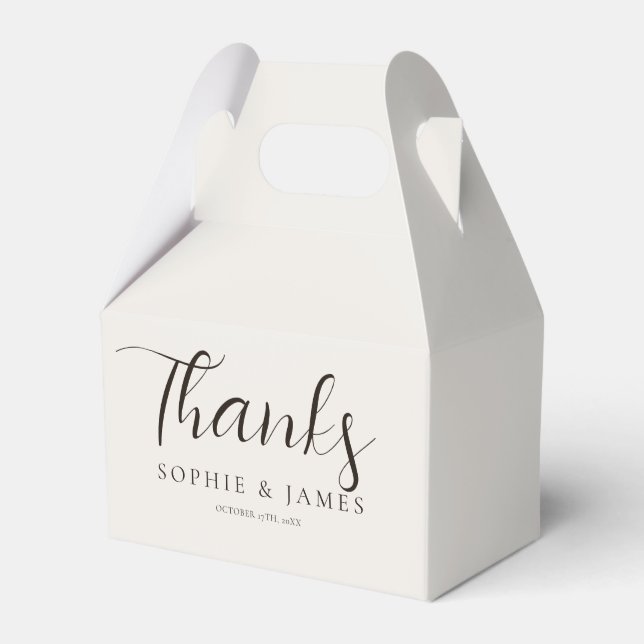 Minimalistisk Beige Bröllopspresent Presentaskar (Framsidan Sidan)