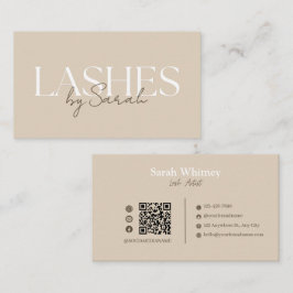 Minimalistisk Beige & Brun Lash Tech Visitkort
