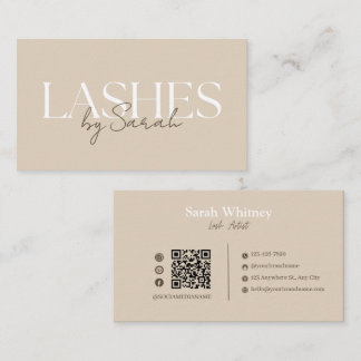 Minimalistisk Beige & Brun Lash Tech Visitkort