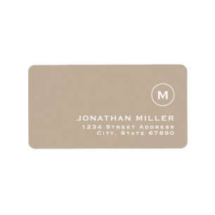Minimalistisk Beige Classic Monogram-Returadress Adressetikett