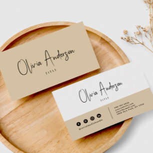 Minimalistisk Beige Cream Neutralt Boho Chic Moder Visitkort