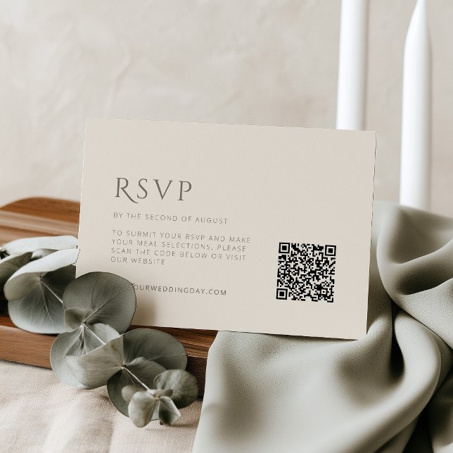 Minimalistisk Beige Elfenbensvit Bröllops-RSVP-kor Anteckningskort (Minimalist Modern Taupe and Ivory RSVP Card)