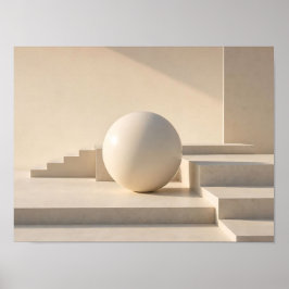 Minimalistisk beige geometrisk sfär abstrakt affis poster