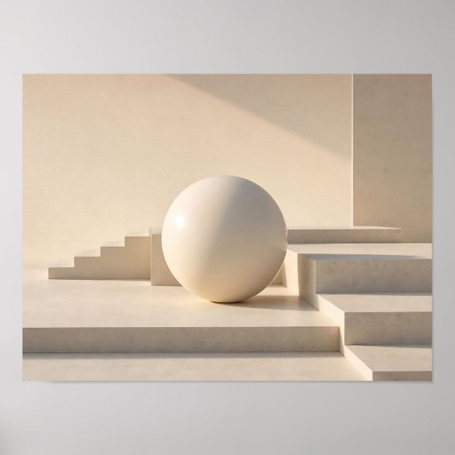 Minimalistisk beige geometrisk sfär abstrakt affis poster (Framsidan)