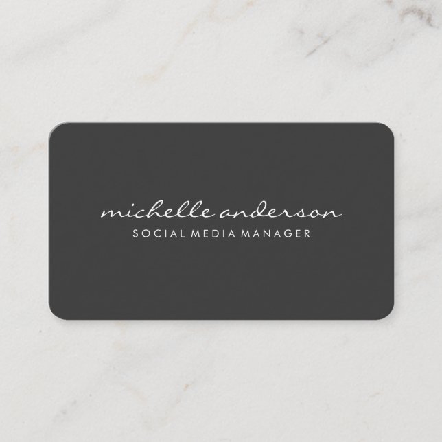 Minimalistisk Beige Grått-kursiv text Visitkort (Framsida)