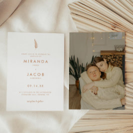 Minimalistisk Beige Handflatan Löv Bröllop Inbjudningar