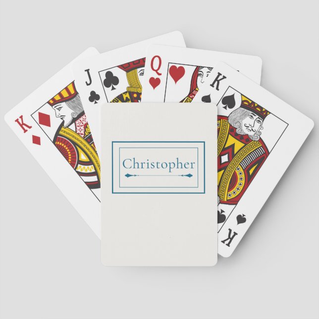 Minimalistisk Beige & Marinblå Personlig Monogram Casinokort (Baksidan)