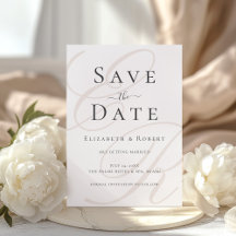 Minimalistisk Beige Monogram Bröllop Save the Date