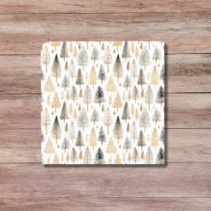 Minimalistisk Beige Nordic Folk Art Scandi Träd Kakelplatta