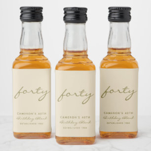 Minimalistisk Beige och Guld-födelsedag Spritflaskor Etikett