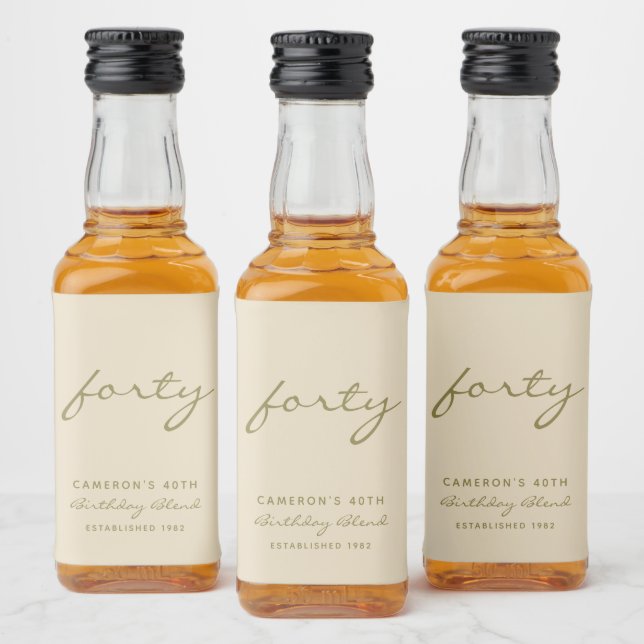 Minimalistisk Beige och Guld-födelsedag Spritflaskor Etikett (Flaskor)