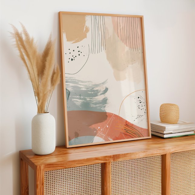 Minimalistisk Beige och Orange Abstrakt Line Poster (Skapare uppladdad)