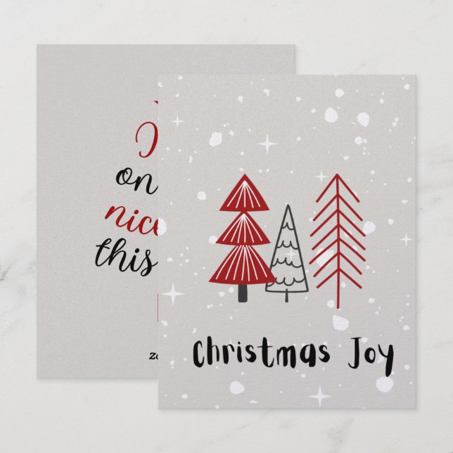 Minimalistisk Beige och Röda God jul Hälsning Julkort (Fram/baksida)