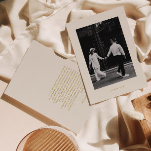 Minimalistisk Beige Photo Bröllop Tack Kort