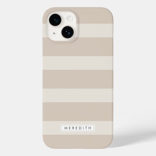 Minimalistisk Beige Rand Namn Fodral-Mate iphone c (Baksida)