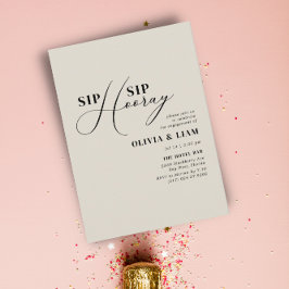 Minimalistisk Beige Sip Sip Hooray-Förlovningsfest Inbjudningar