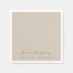 Minimalistisk Beige Taupe Script Bröllop Anpassnin Pappersservett
