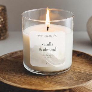 Minimalistisk Beige Watercolor Candle-etikett Fyrkantigt Klistermärke