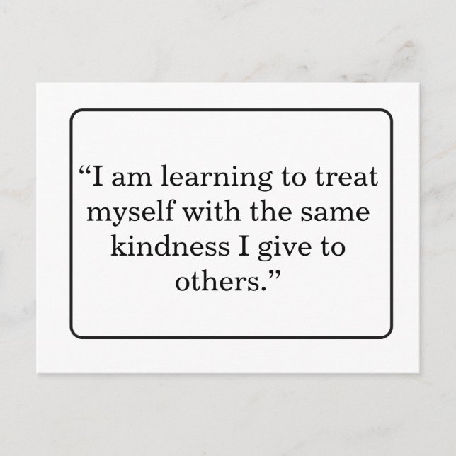 Minimalistisk bekräftelsekort för själv-kärlek vykort (Framsida)