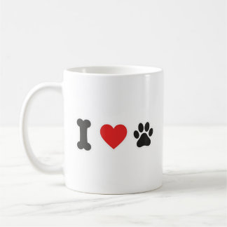 Minimalistisk ben-hjärta-tass Jag älskar min hund- Kaffemugg