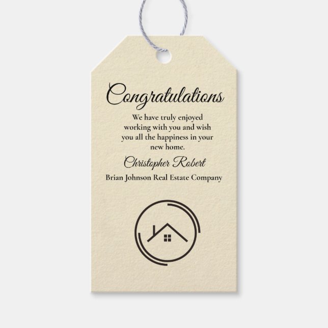 Minimalistisk Benvit Real Gods Presentetikett (Framsidan)