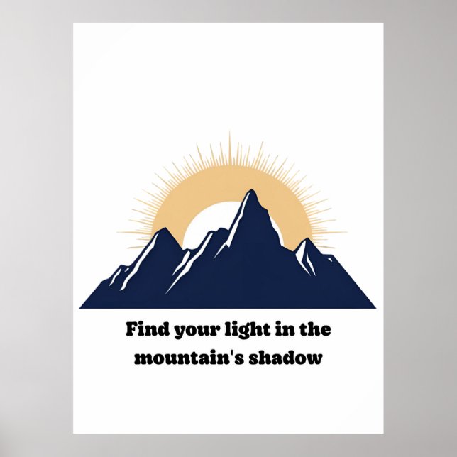 Minimalistisk berg- och soluppgångsdesign  poster (Framsidan)