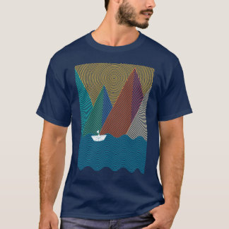 Minimalistisk berg och vågor t shirt