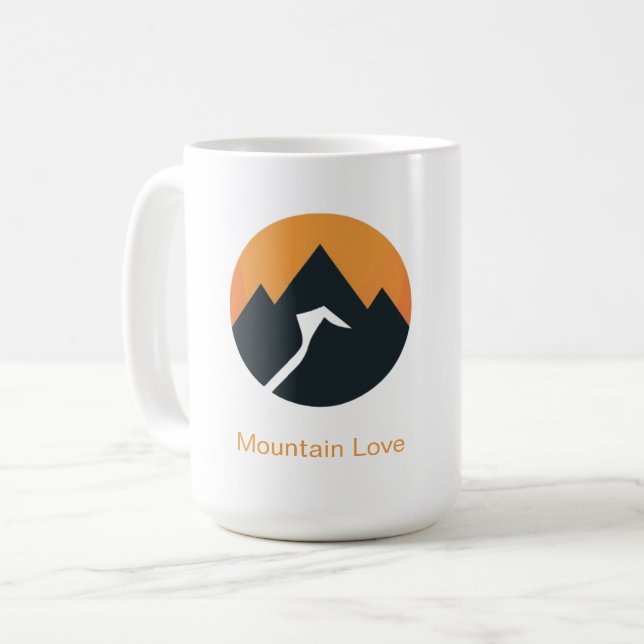 Minimalistisk Bergs Solnedgångsdesign Kaffemugg (Framsida vänster)
