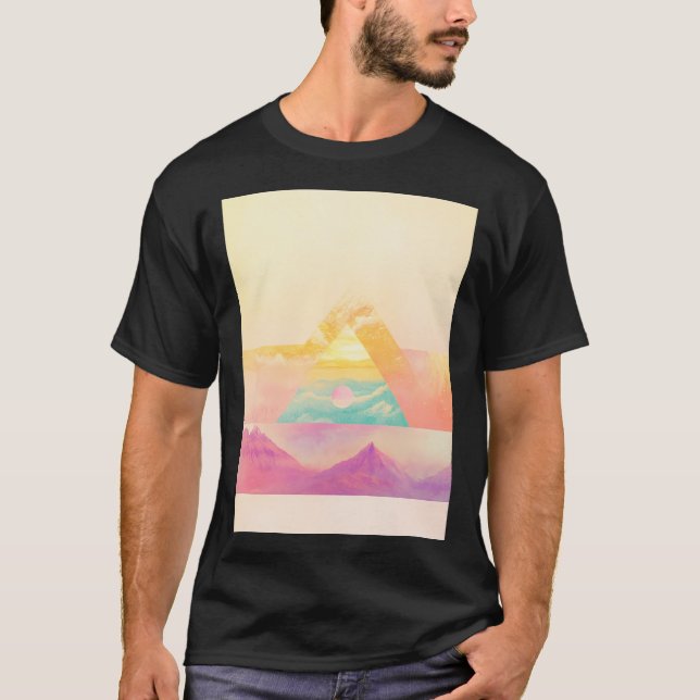 Minimalistisk Bergslandskap Aktiv T Shirt (Framsida)