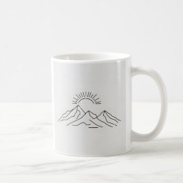 Minimalistisk Bergssoluppgång | Linje Art Mugg