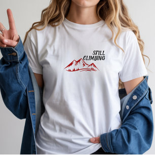 Minimalistisk Bergströja Enkel Linjedesign T Shirt