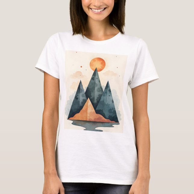 Minimalistisk bergstyp t shirt (Framsida)