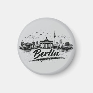 Minimalistisk Berlin Tyskland Stadssiluett Konst Magnet