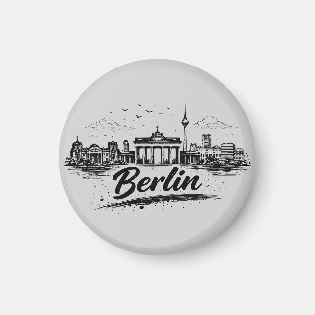 Minimalistisk Berlin Tyskland Stadssiluett Konst Magnet (Framsidan)
