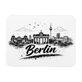 Minimalistisk Berlin Tyskland Stadssiluett Konst Magnet