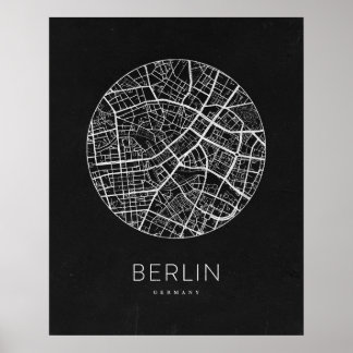 Minimalistisk Berlinstad Karta Poster
