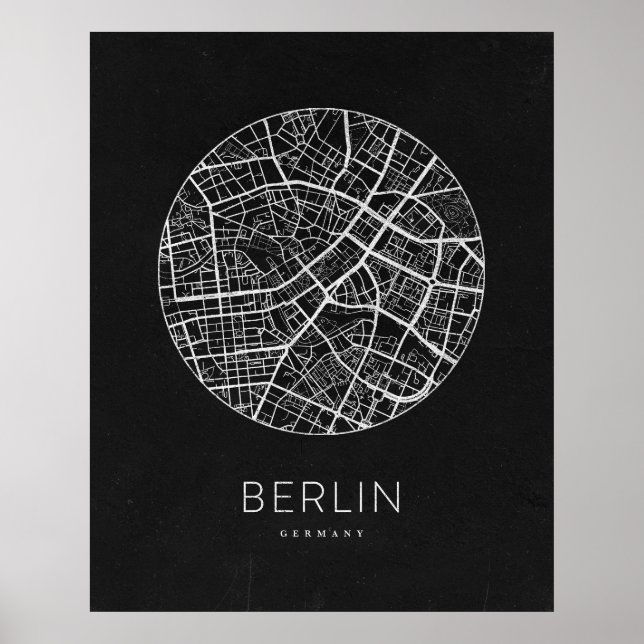 Minimalistisk Berlinstad Karta Poster (Framsidan)