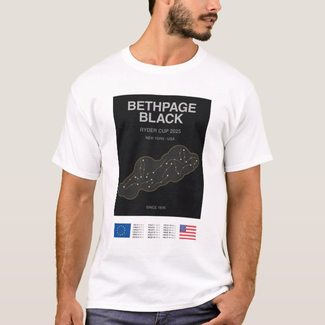 Minimalistisk Bethpage Black Ryder Cup Linje Print T Shirt (Framsida)