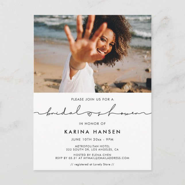 Minimalistisk bild av modern handskriven möhippa vykort (Framsida)