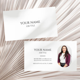 Minimalistisk Bild-foto-Professionell Modern White Visitkort