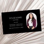 Minimalistisk Bild-fotoProfessionell Modern Black Visitkort<br><div class="desc">Det här är ett Bild Photo Professionell Modern Black-Affärskort av minimalistisk Anpassningsbar!</div>