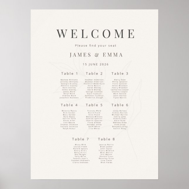 Minimalistisk Biranisk Platsplan(8)Varmt Vitt Poster (Framsidan)