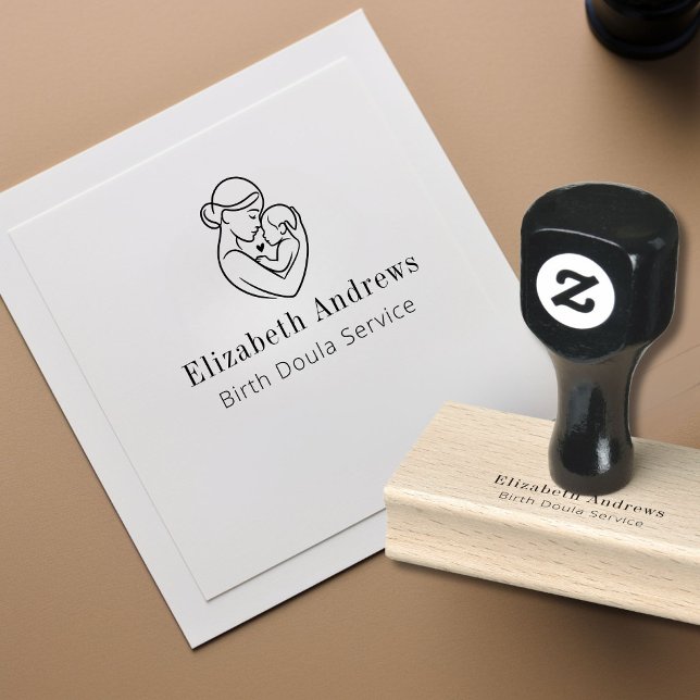 Minimalistisk Birth Doula Logotyp-Gravid & Modersk Stämpel (Minimalist Birth Doula Logo–Pregnancy & Maternity Rubber Stamp)