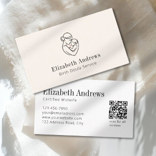 Minimalistisk Birth Doula Logotyp-Gravid & Modersk Visitkort