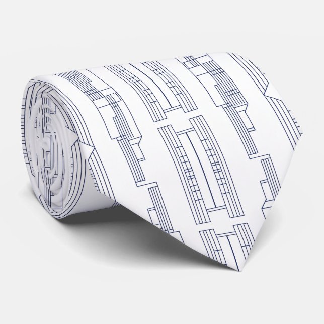 Minimalistisk blå abstrakt stadssilhuett slips (Rullad)