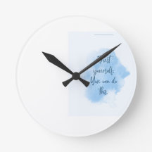 Minimalistisk blå akvarell väggklocka modern klock