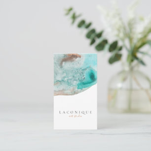 Minimalistisk   Blå   Aqua   Vattenfärg Visitkort